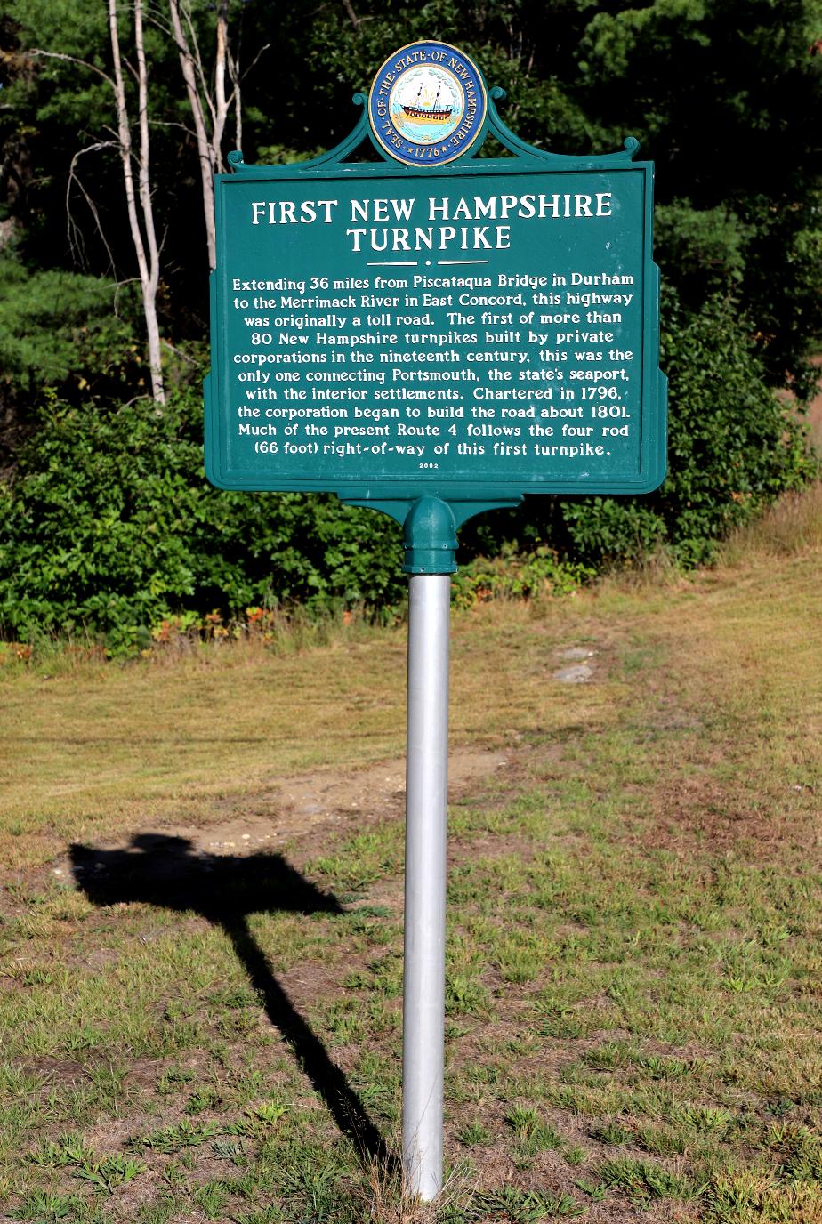 First New Hampshire Turnpike Historical Marker - Northwood New Hampshire