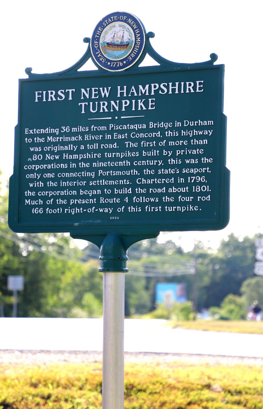 First New Hampshire Turnpike Historical Marker - Northwood New Hampshire