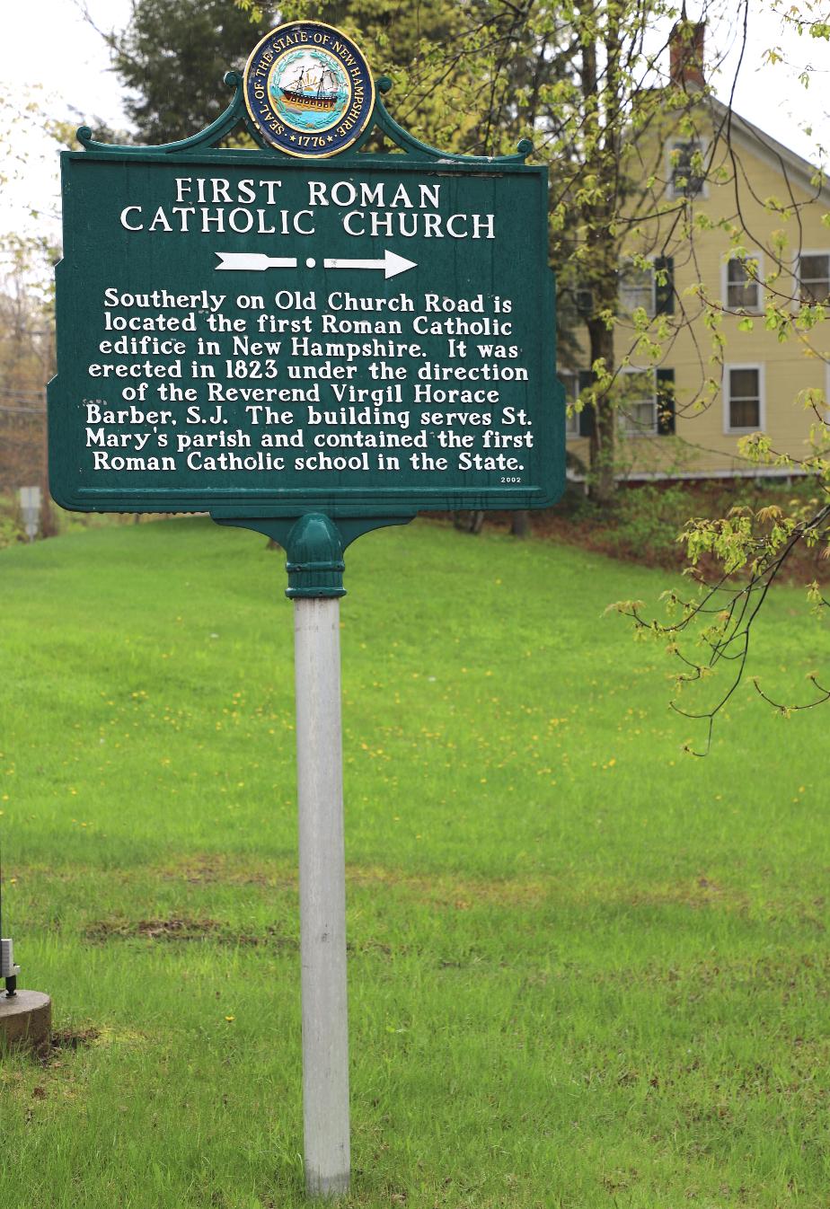 First Roman Catholic Church NH Historical Marker -  Claremont New Hampshire