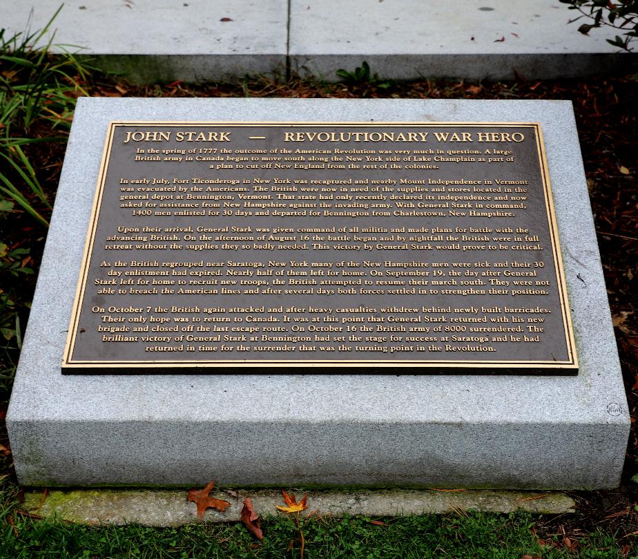 General John Stark Park Historical Marker 225 Manchester New Hampshire