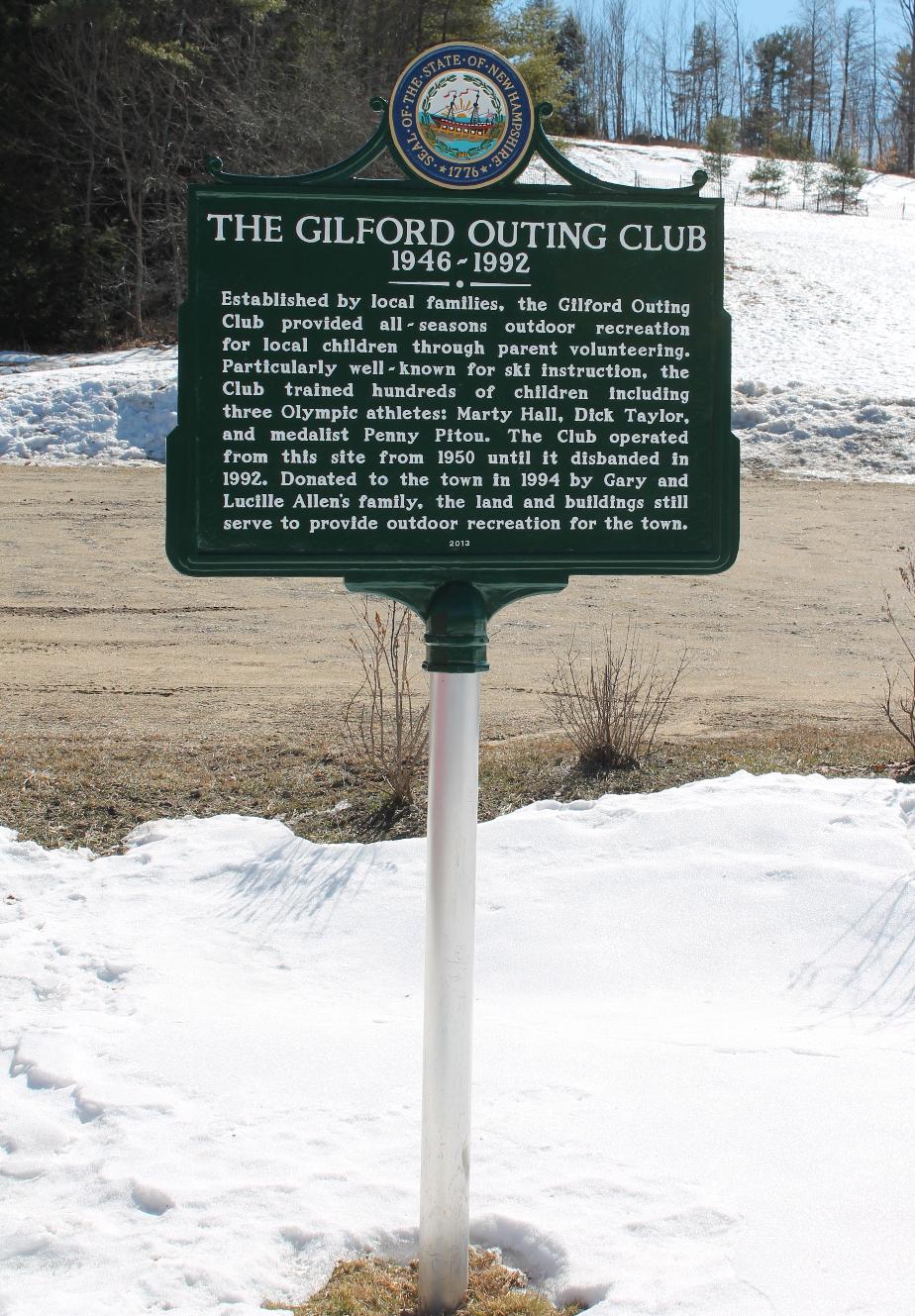 Gilford Outing Club Historical Marker