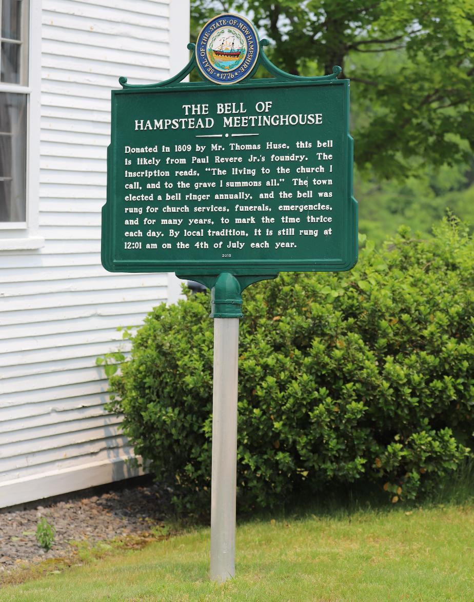 Hampstead Meetinghouse Bell Historical Marker #247 - Hampstead New Hampshire