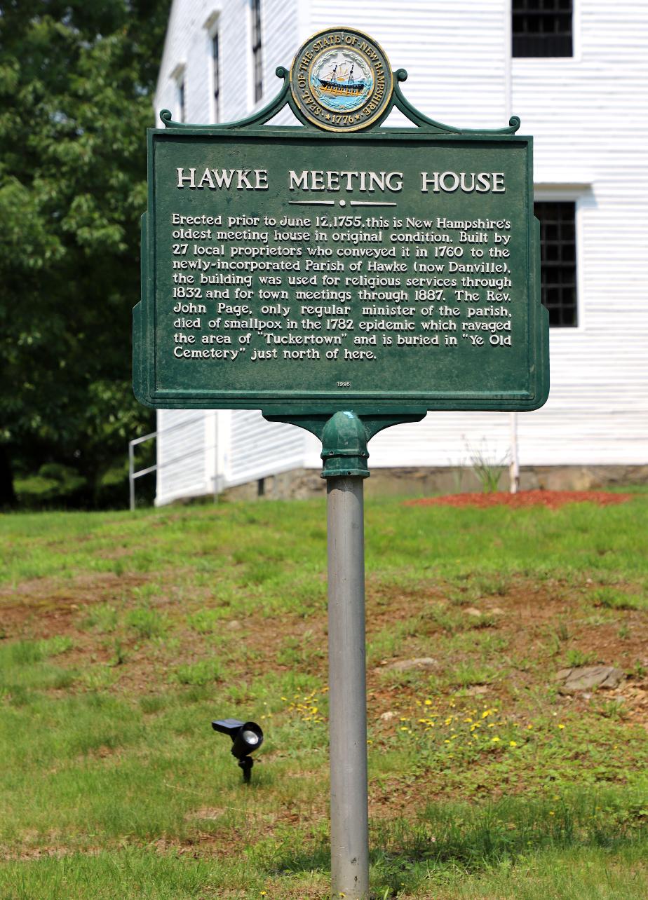 Hawke Meeting House Historical Marke #169 - Danville New Hampshire