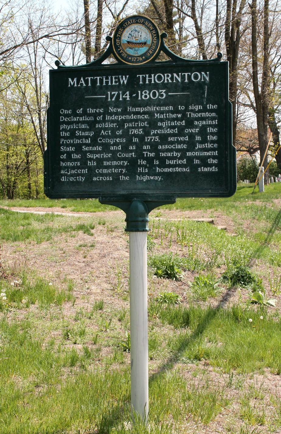 Matthew Thornton Historical marker - Merrimack NH