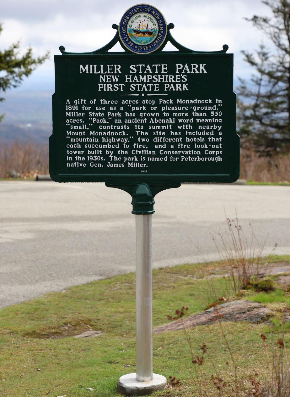 Miller State Park Historicam Marker - Peterborough New Hampshire