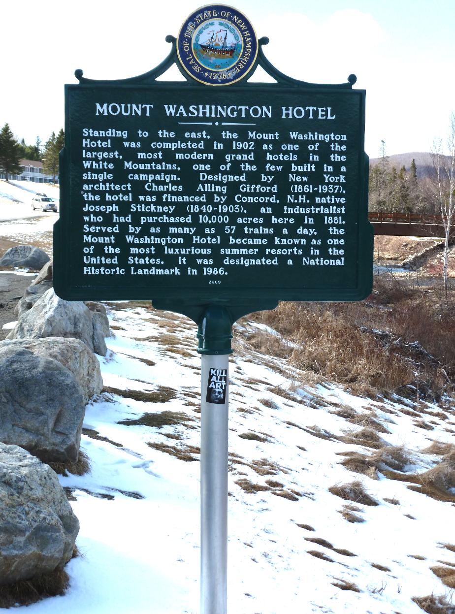 Mt Washington Hotel Historical Marker - Bretton Woods NH