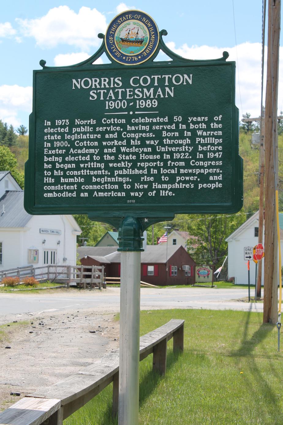 Norris Cotton Statesman Historical Marker
