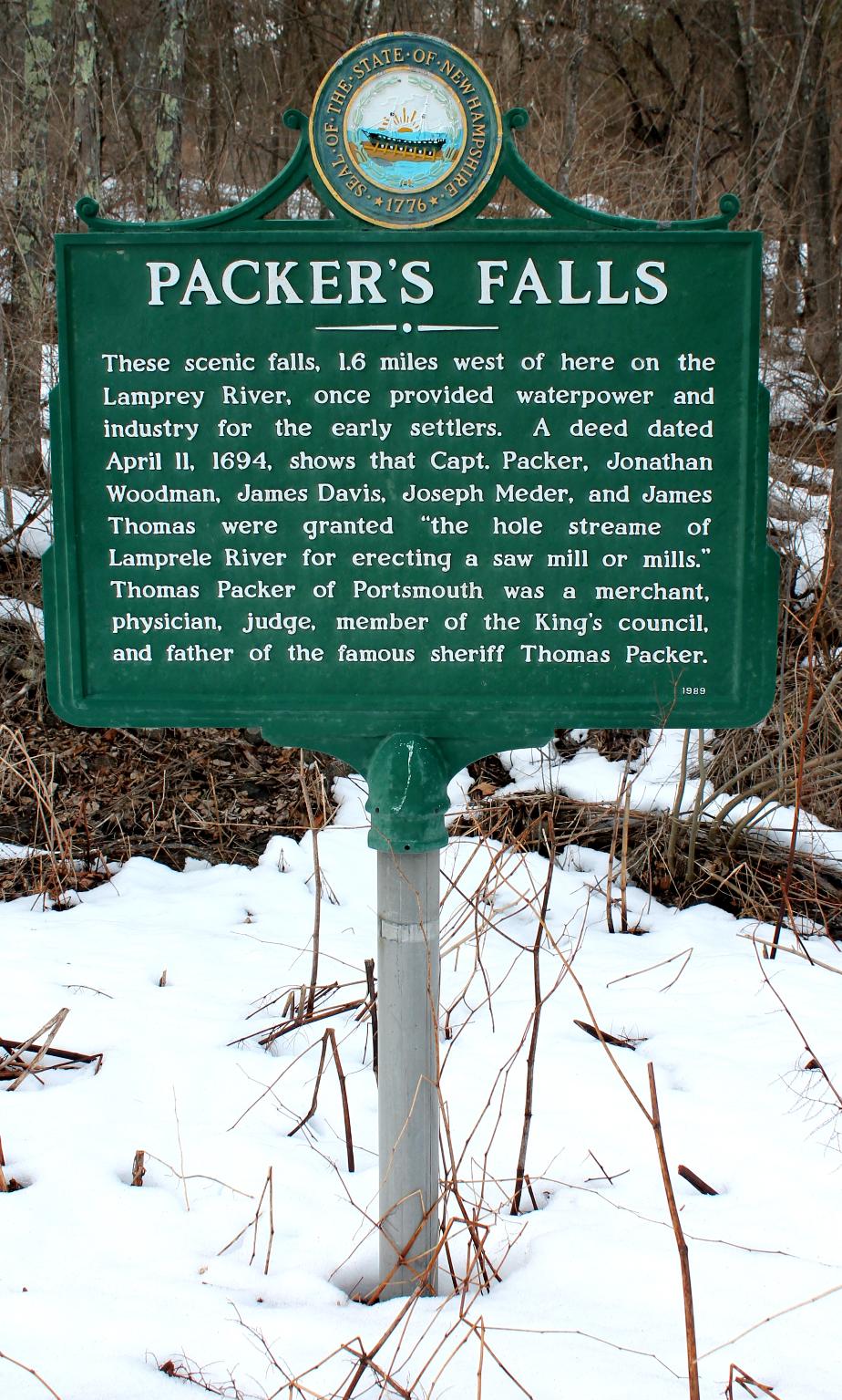 Packer's Falls Historical Marker - Durham New Hampshire