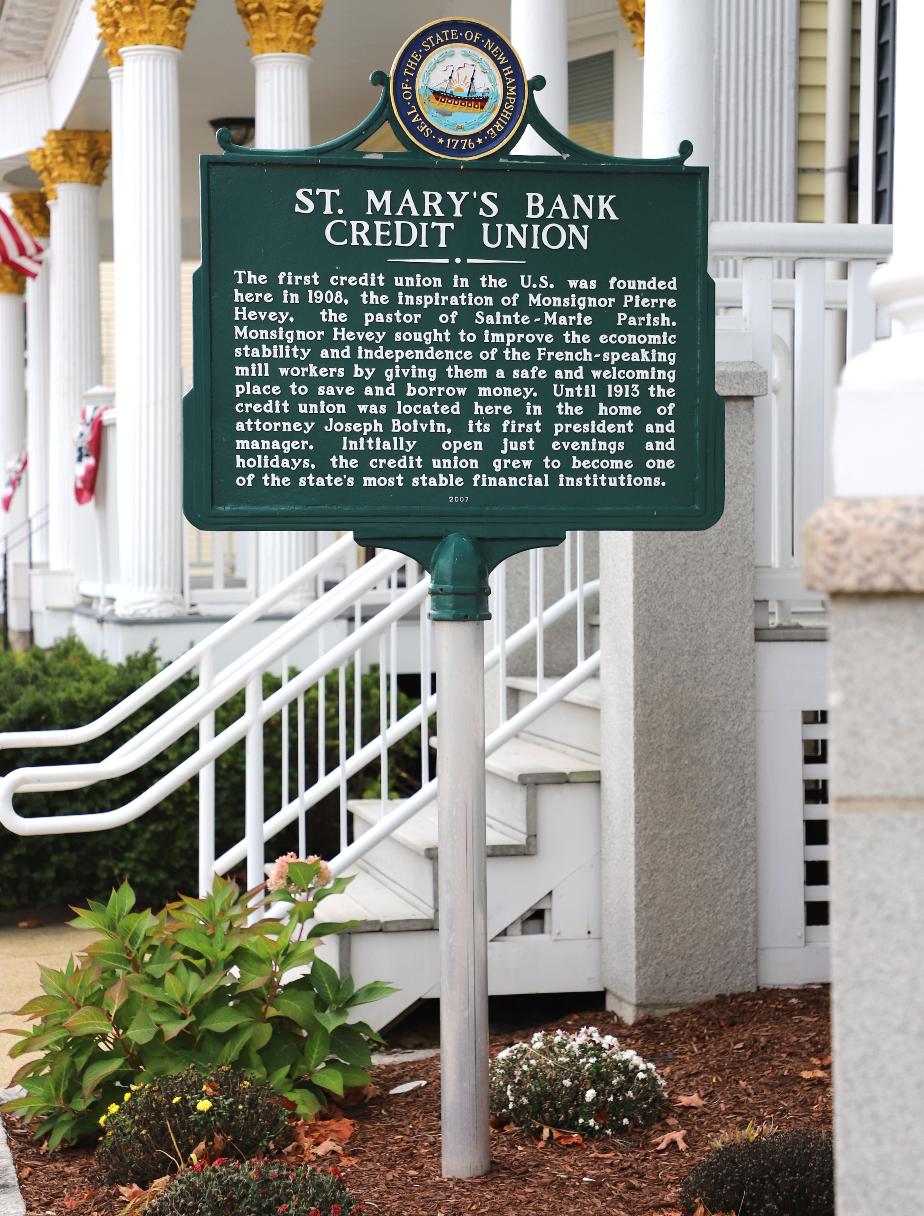 St. Mary's Bank Credit Union Historical Marker # 208 - Manchester New Hampshire