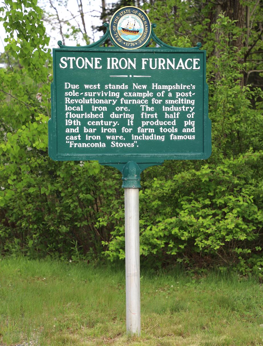 Stone Iron Furnace NH Historical Marker #9 in Franconia NH