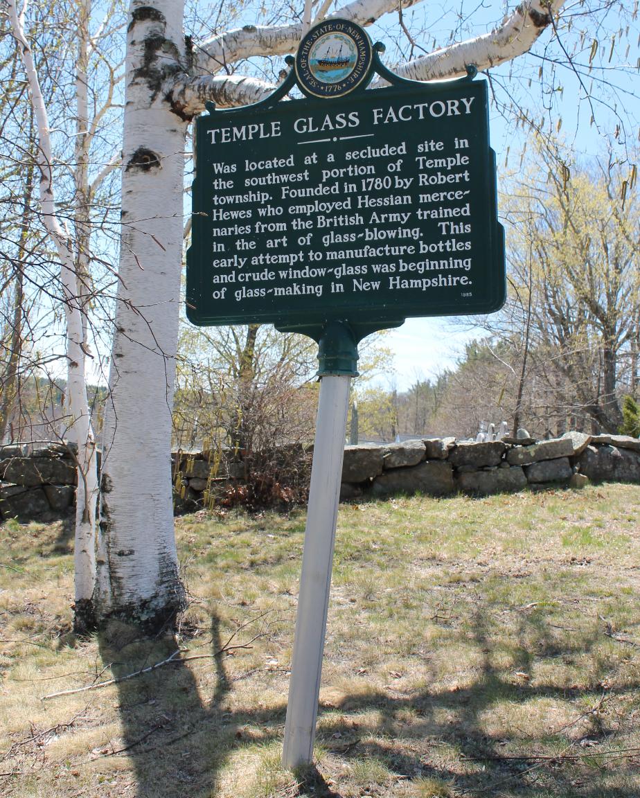 Temple Glass Factory Historical Marker, Temple New Hampshire