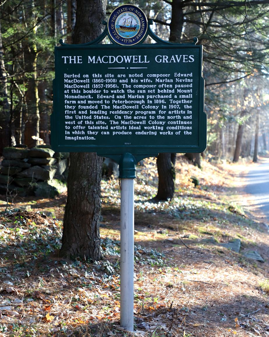The Macdowell Graves Historical Marker - Peterborough New Hampshire