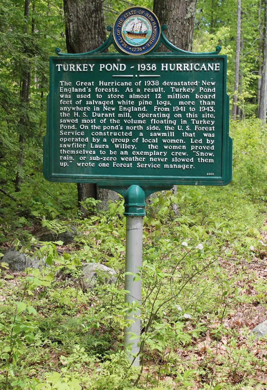 Turkey Pond (Concord) NH Hurricane Historical Marker