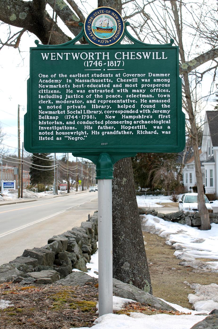 Wentworth Cheswill Historical Marker - Newmarket New Hampshire