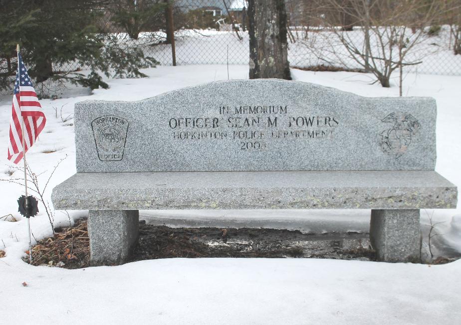 Hopkington New Hampshire Officer Sean Powers Memorial Bench