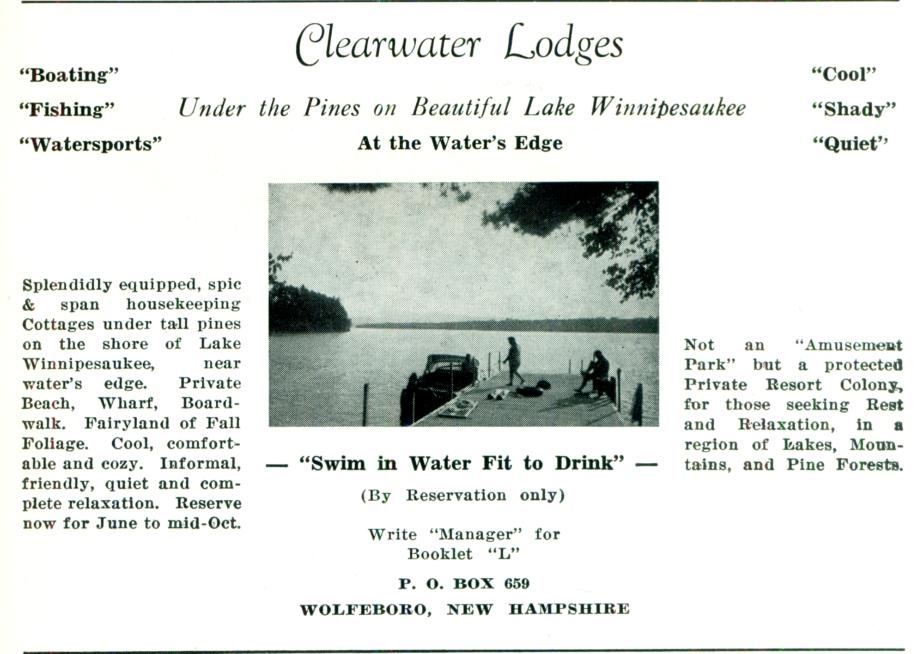 Clearwater Lodges - Wolfeboro NH 1953
