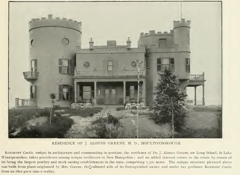 J. Alonzo Greene Castle, Moultonborough NH 1895