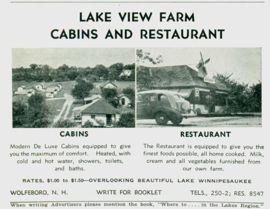 Lake View Farm & Restaurant Wolfeboro NH 1940