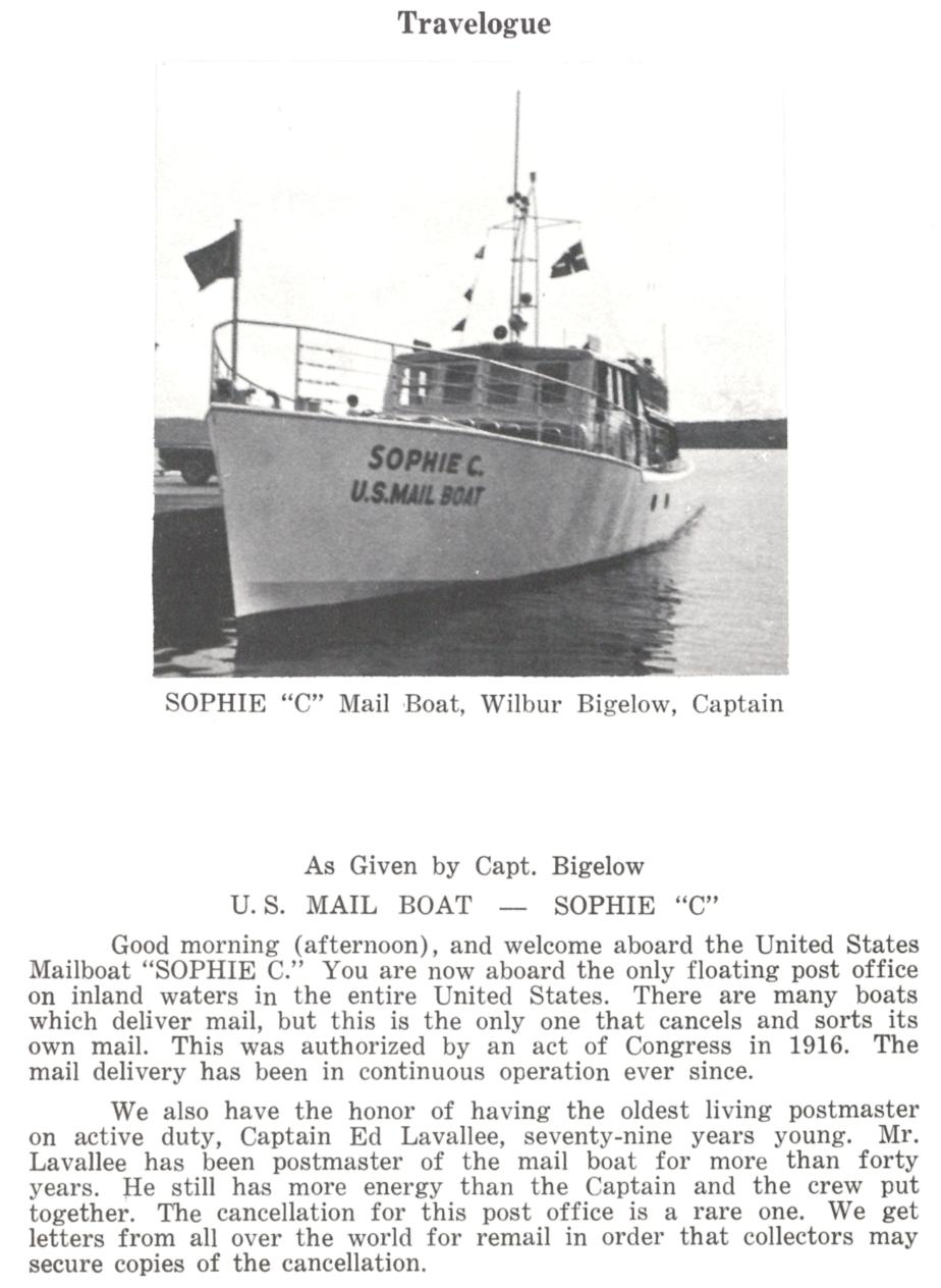 Sophie 'C' Mailboat, Lake Winnipesaukee