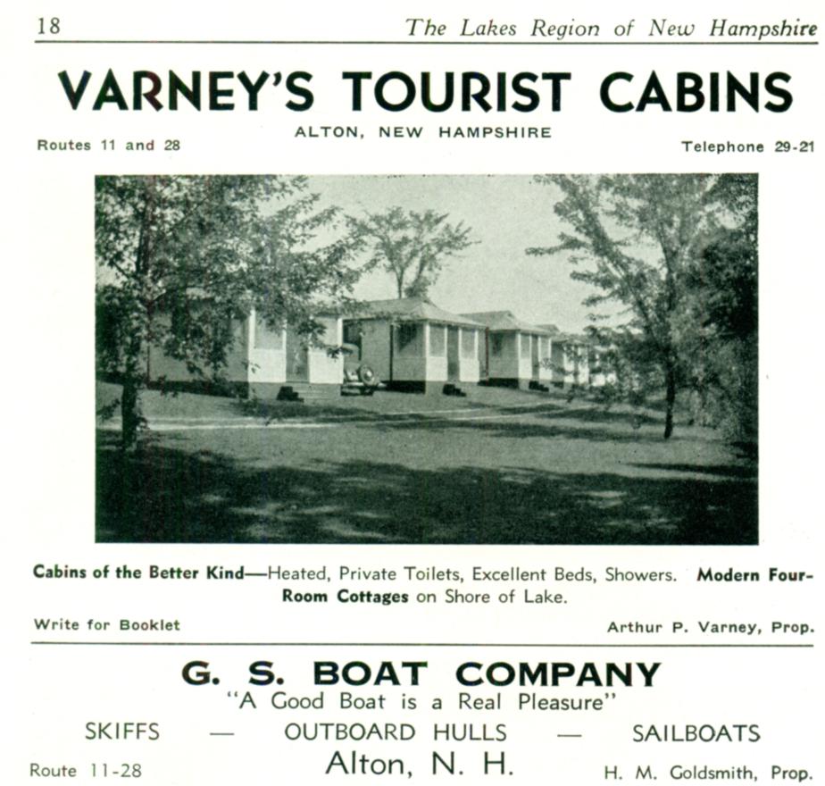 Varney's Tourist Cabins - Alton NH 1940