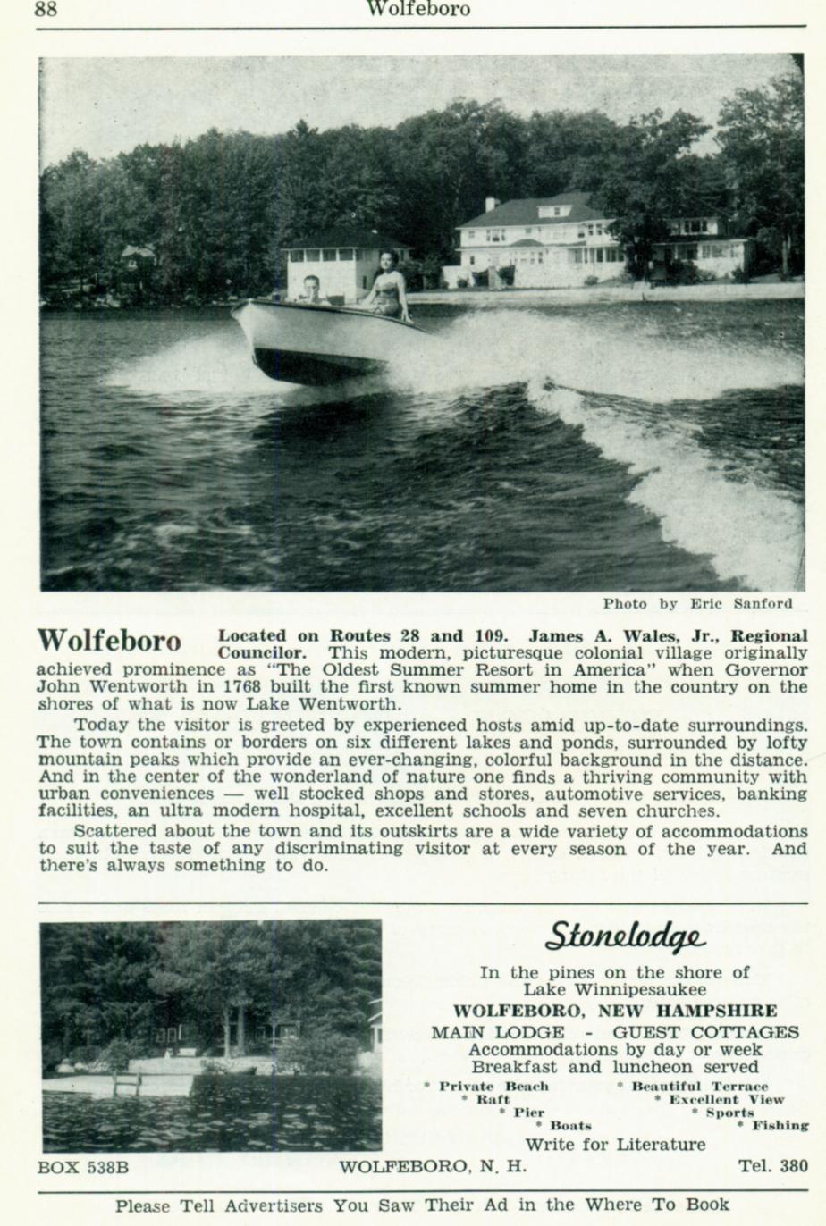 Wolfeboro NH 1953 Visitors Guide
