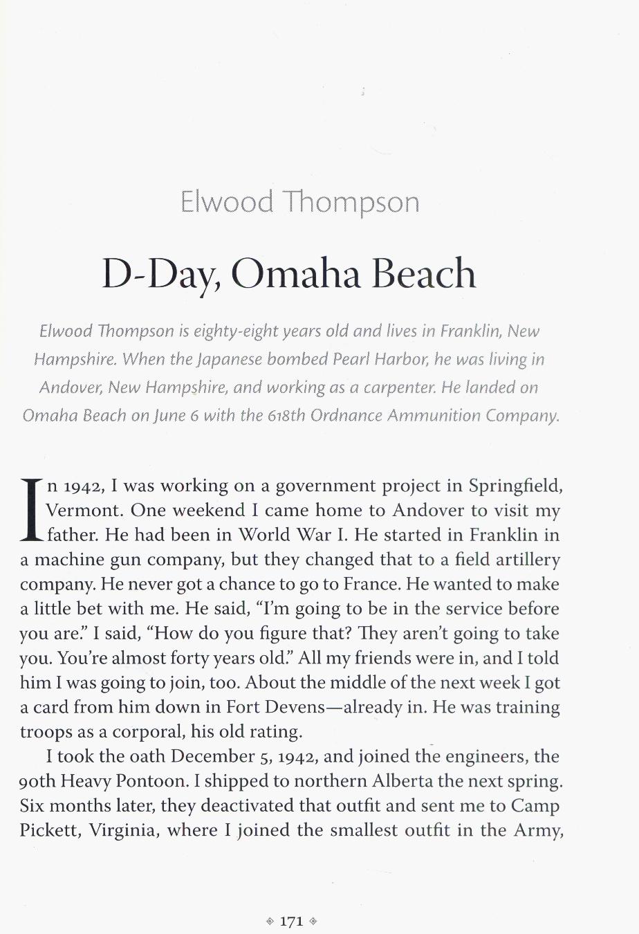 Elwood Thompson D-Day Survivor - Franklin NH