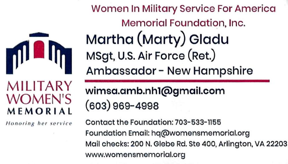  Military Women's Memorial NH Contact