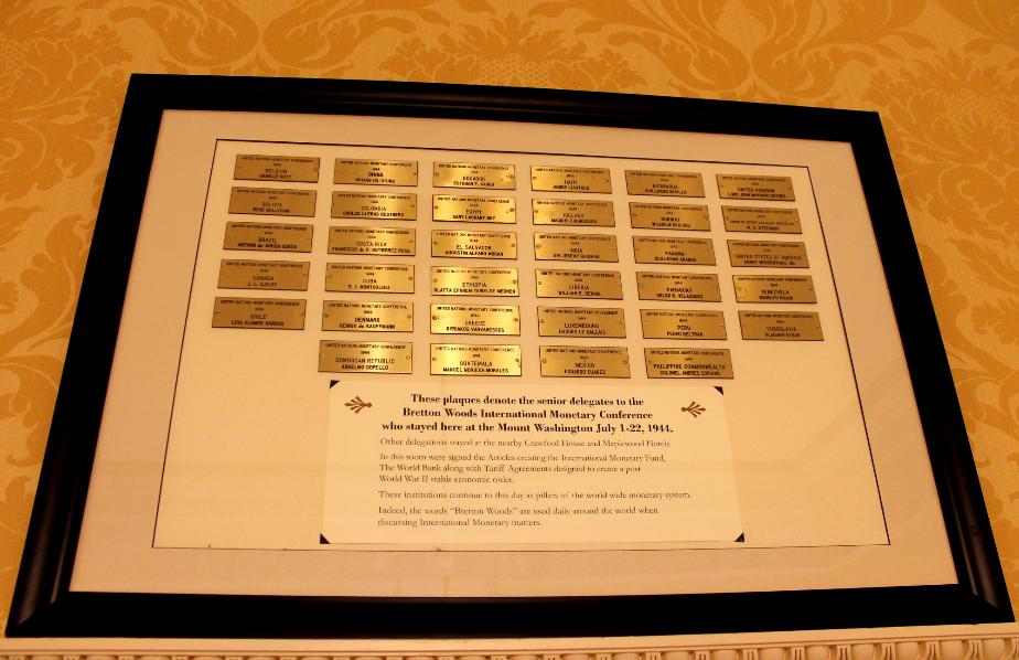 Delegate Plate Plaque, Gold Room, Mount Washington Hotel