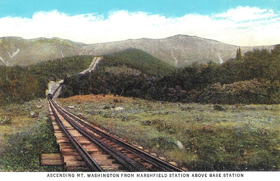 Mt Washington Postcard Set - 1931 - Cog Railway leaving Marshfield Station