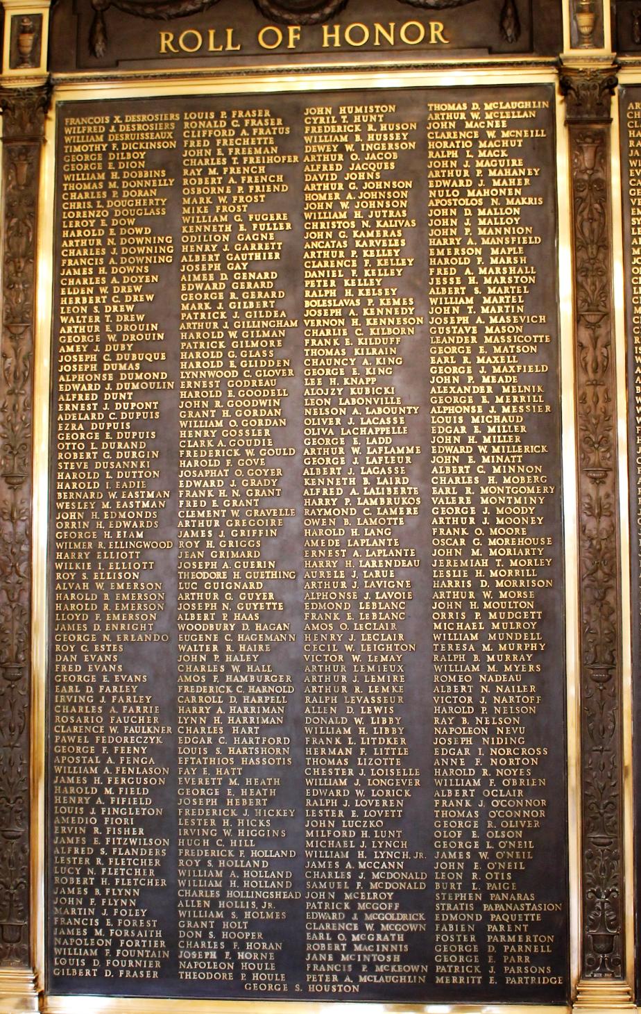 New Hampshire World War I Veterans Honor Roll - New Hampshire State House