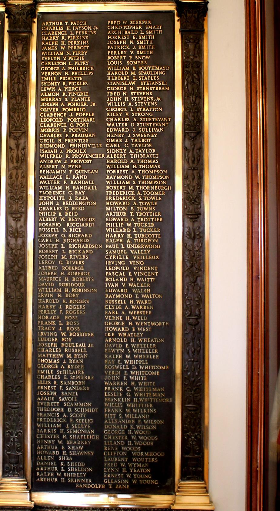 NH State House WWI Veterans Honor Roll