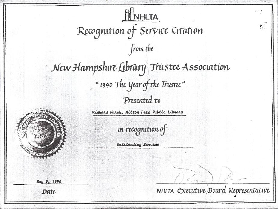New Hampshire Library Association Award