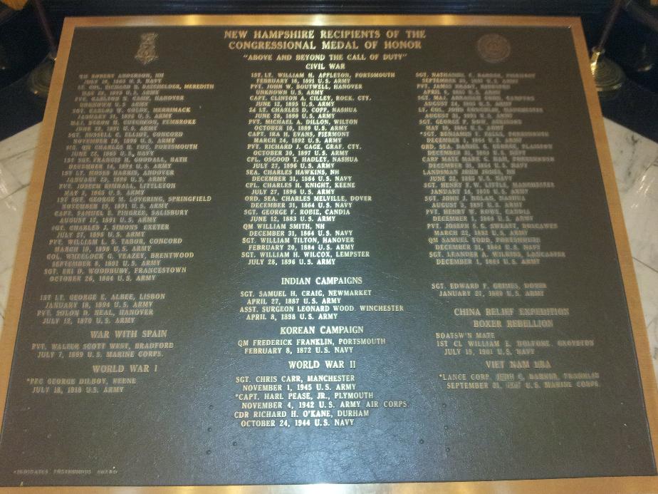 New Hampshire Medal of Honor Plaque