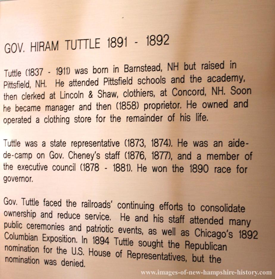 Hiram A Tuttle NH State House Portrait Plate