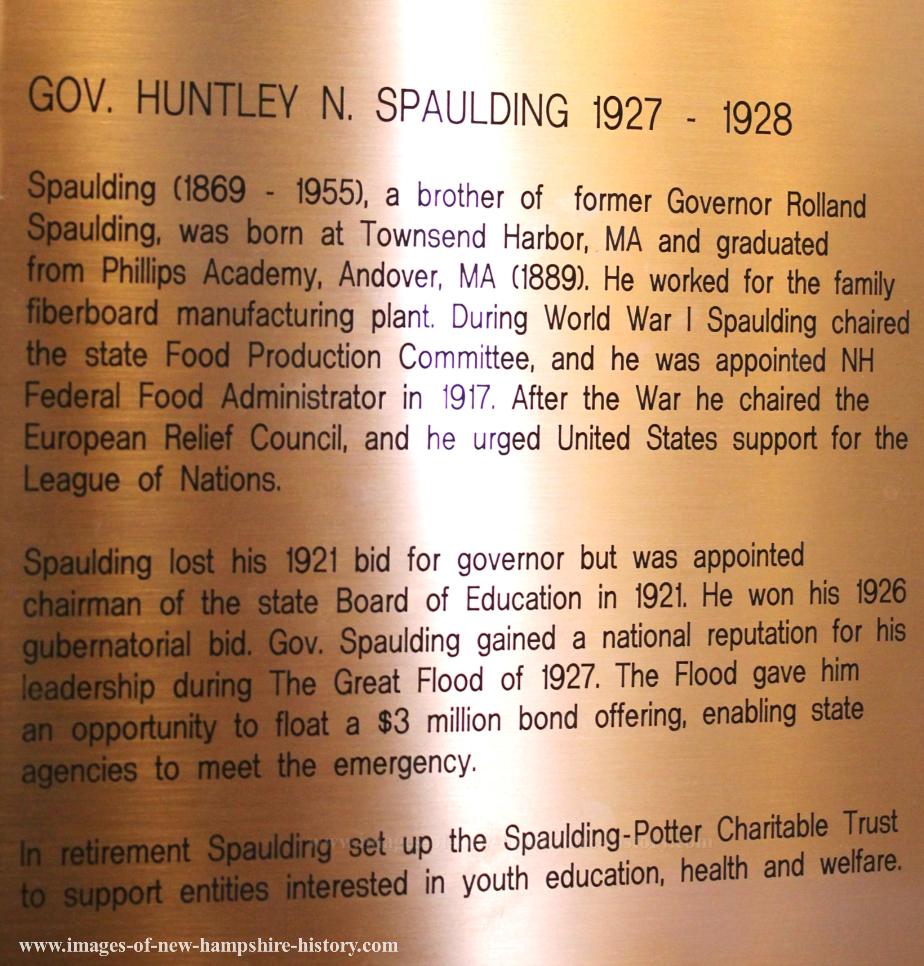 Huntley N Spaulding NH State House Portrait Plate