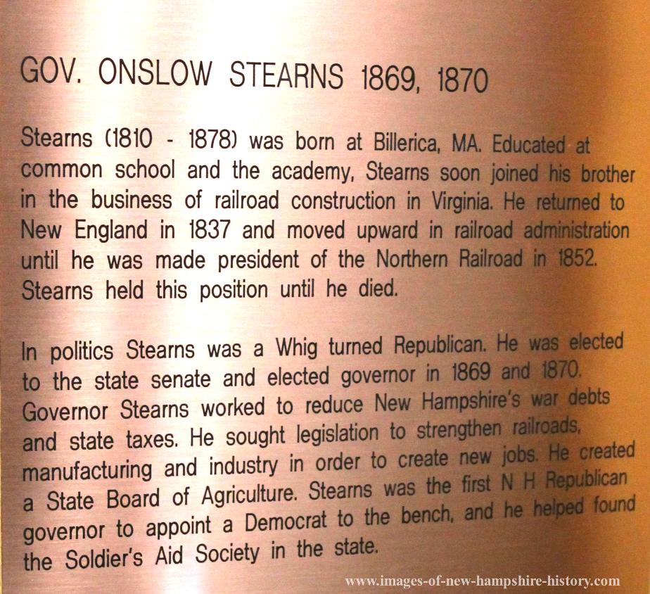 Onslow Stearns, NH State House Portrait Plate