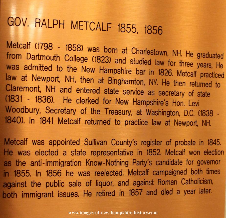 Ralph Metcalf NH State House Portrait Plate