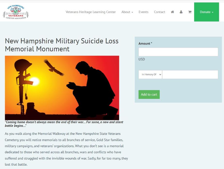 NH Military Suicide Loss Memorial Donation Page