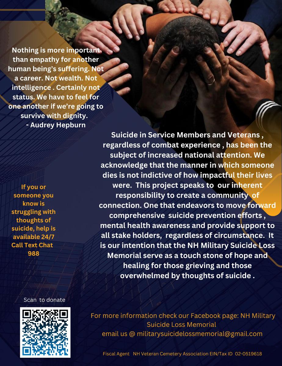 New Hampshire Military Suicide Loss Memorial Flyer