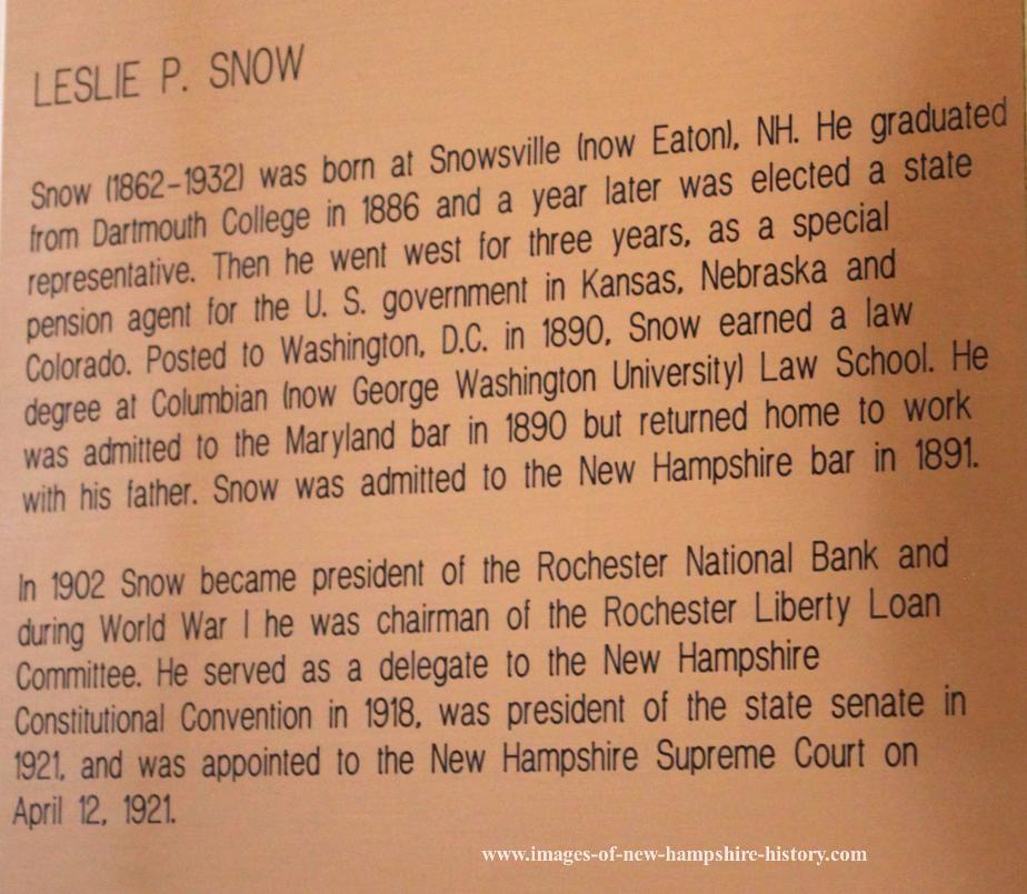 Leslie P Snow NH State House Portrait Plate
