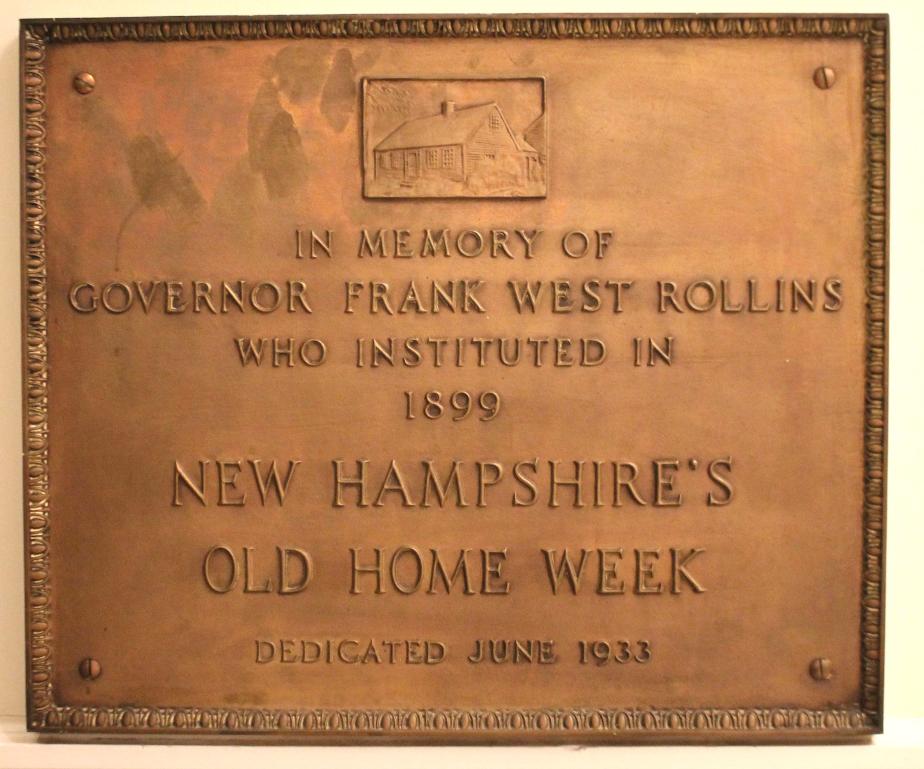 Governor Frank Rollins Old Home Week Memorial Plate