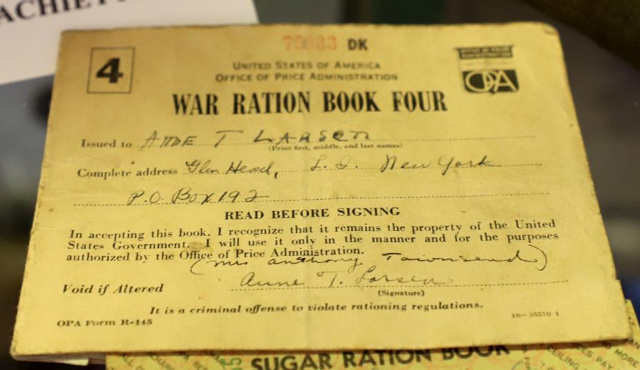 NH State Veterans Cemetery Display Case - War Rations Book