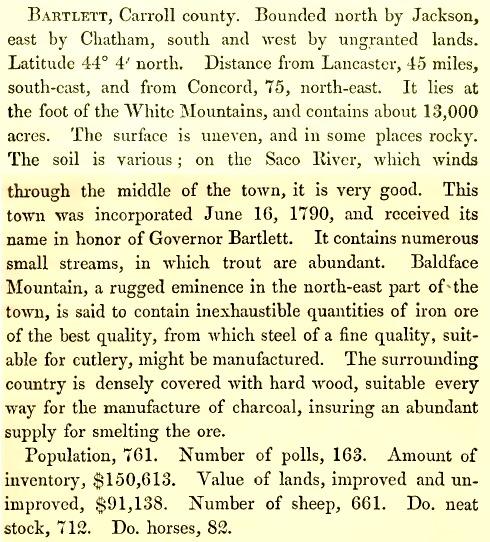 Bartlett NH - Carroll County Incorporated June 16, 1790