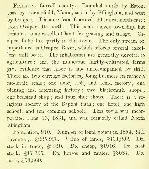 Freedom New Hampshire, Carroll County, Incorporated June 16, 1831