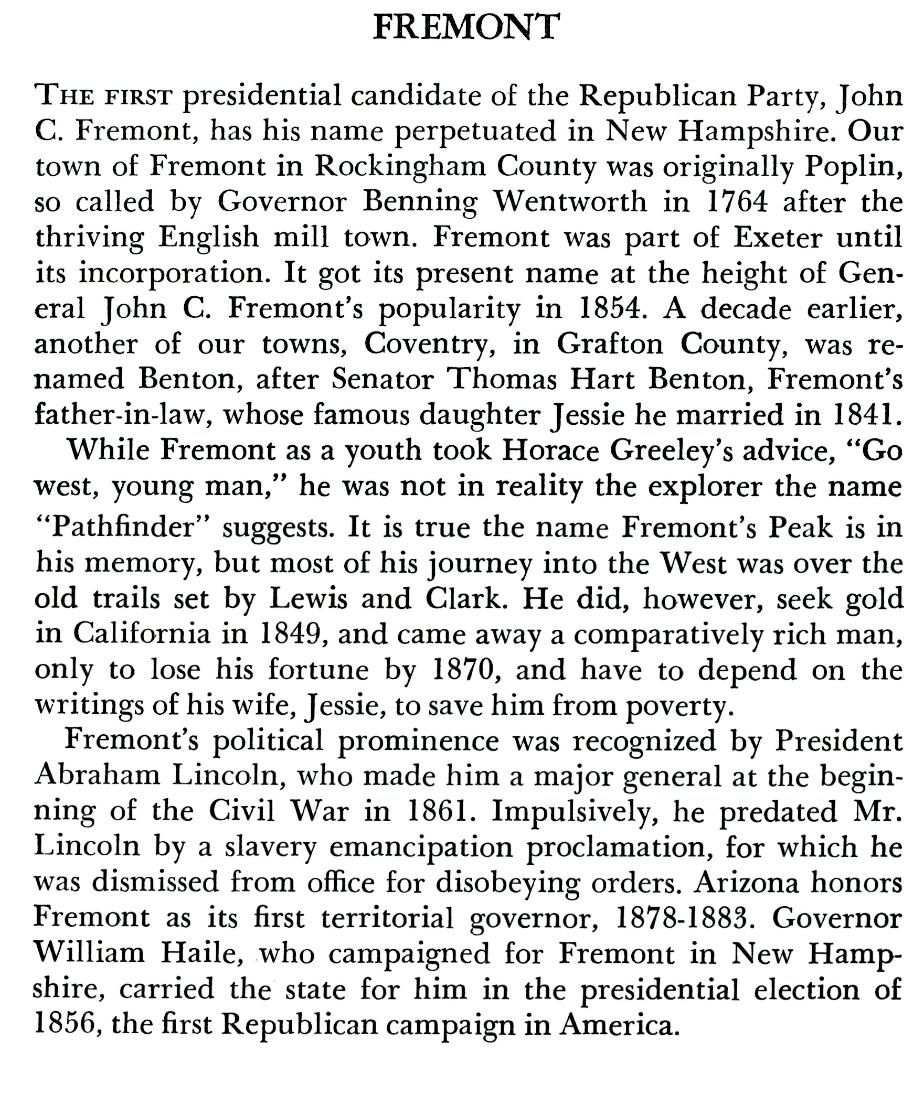Fremont NH Town History
