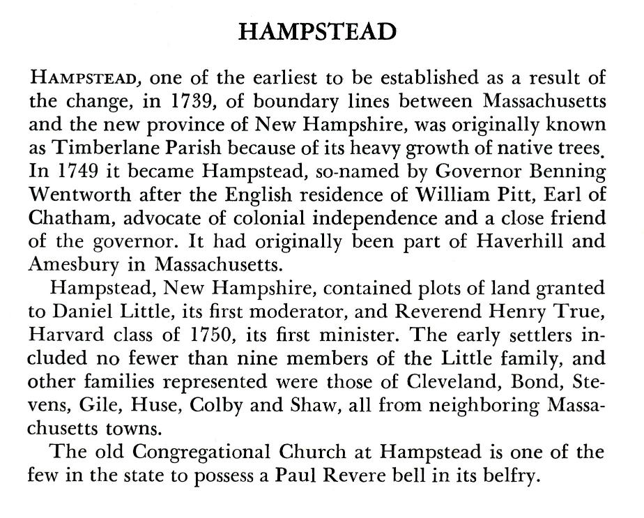 Hampstead New Hampshire Town History