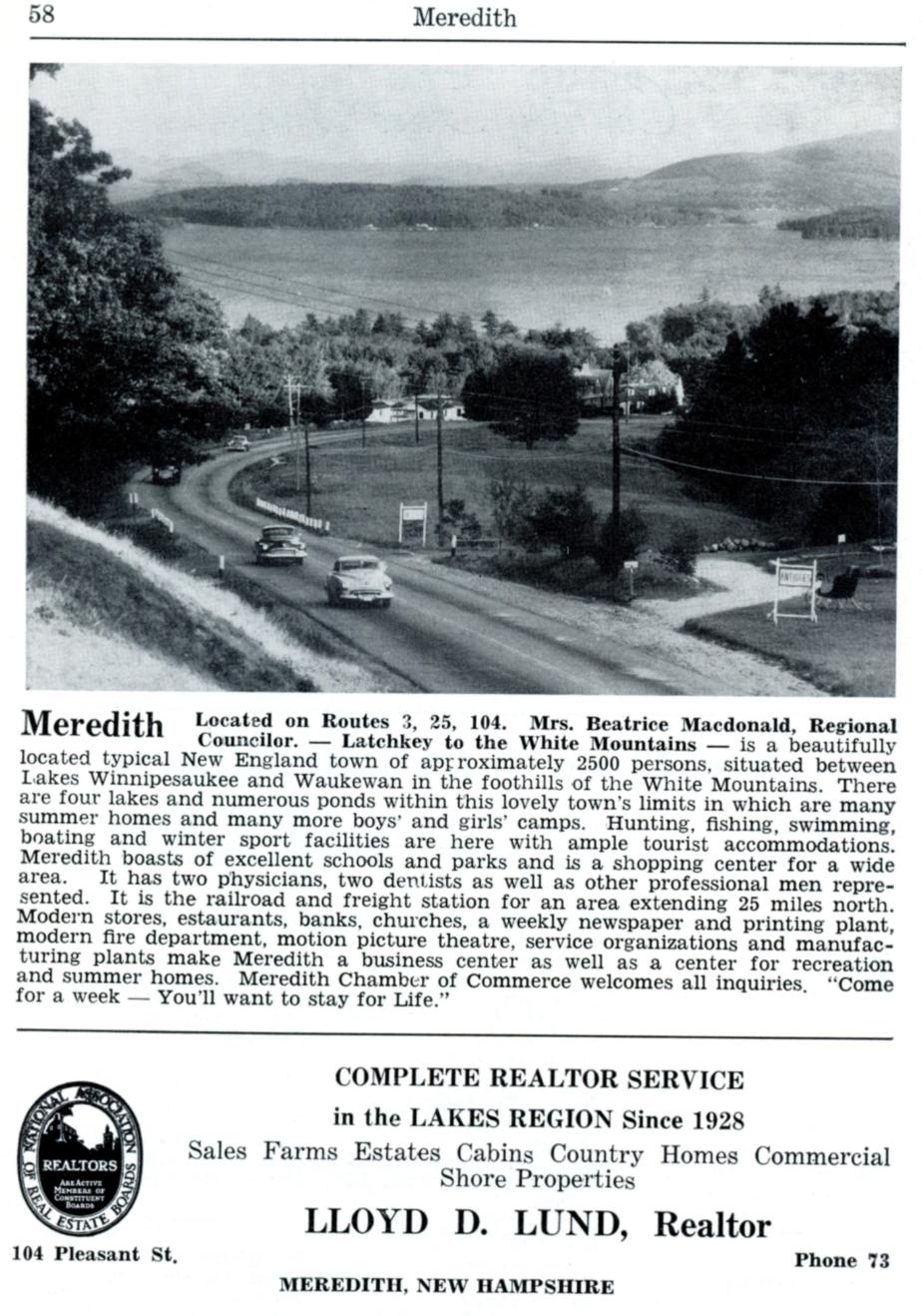 Meredith New Hampshire Travel Guide - 1953