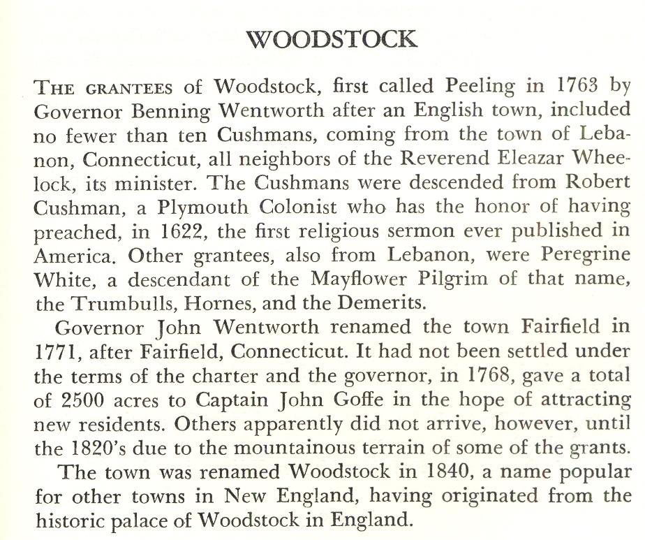 Woodstock New Hampshire Town Name Origin
