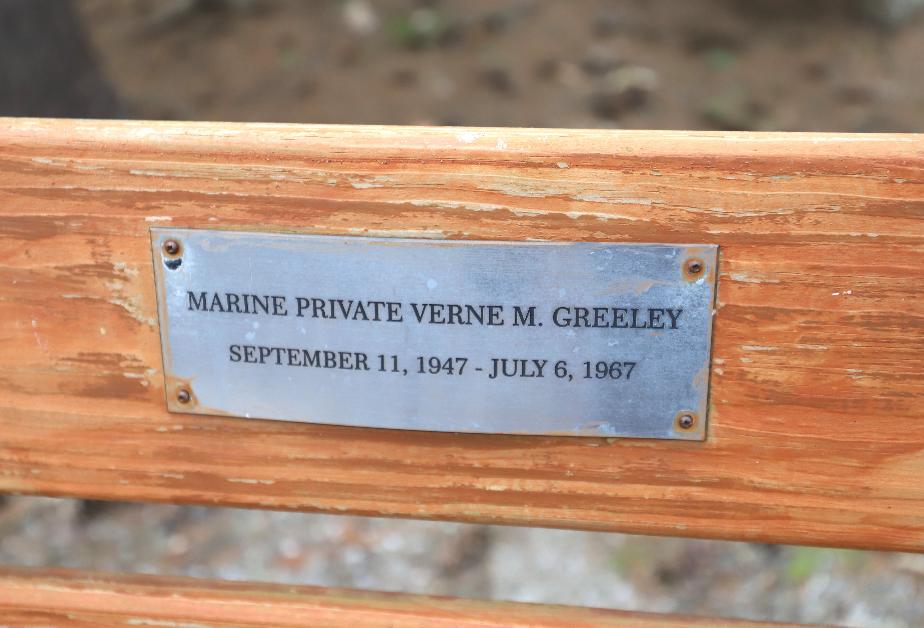 Wooden Bench - Verne M Greeley Vietnam War Casualty - Londonderry NH