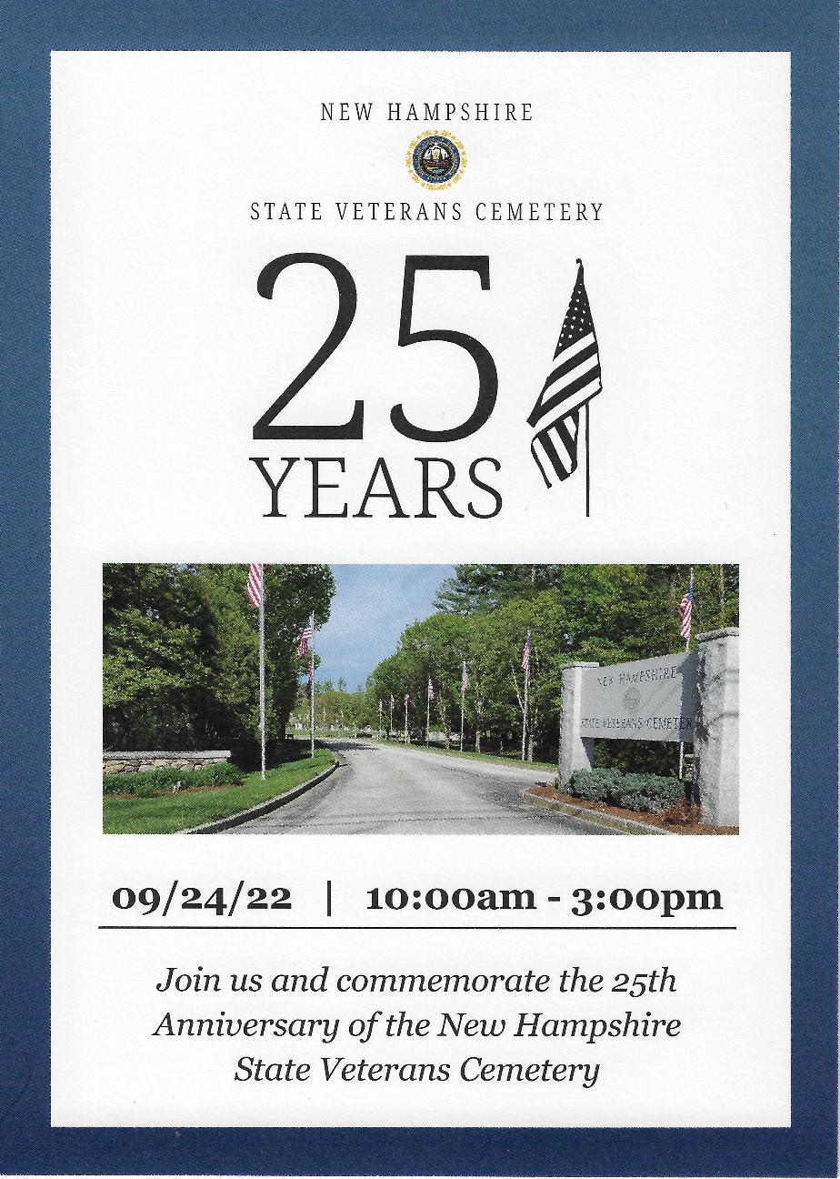 New Hampshire State Veterans Cemetery 25th Anniversary Invitation